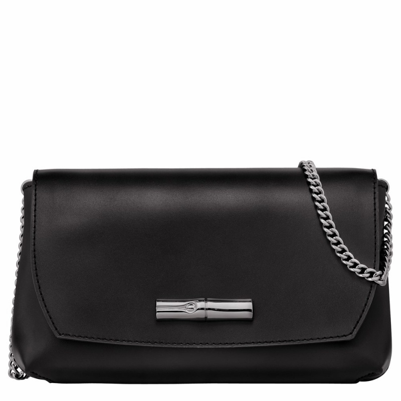 Black Longchamp Roseau Clutch Women's Crossbody Bags